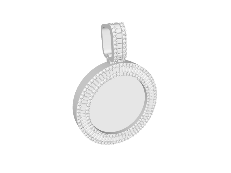 Memorial Round Baguette Picture Pendant