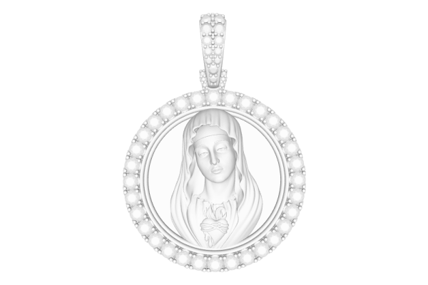30mm (1.18 inches) Round Virgin Mary Pendant