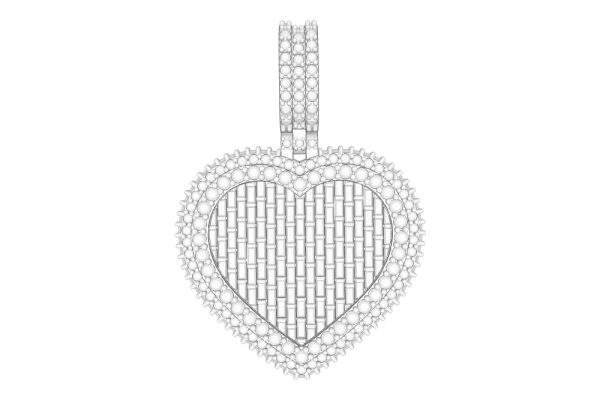 26 MM (1.02 inches) Baguette Heart Pendant