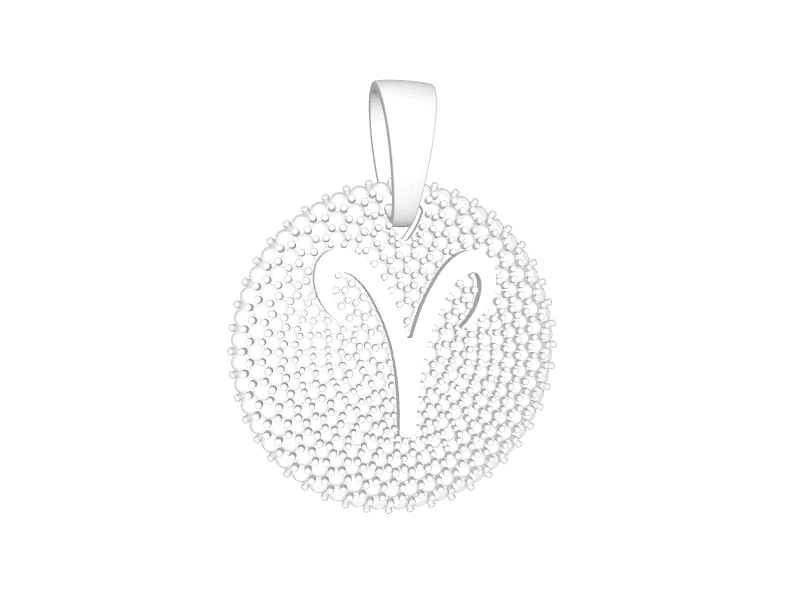 Small Round Aries Horoscope Pendant