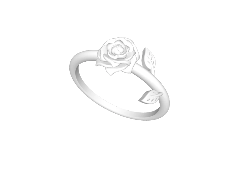 Elegant Rose and Leaf Ring