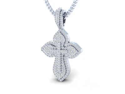 Fleur De Lis Diamond Cross Pendant