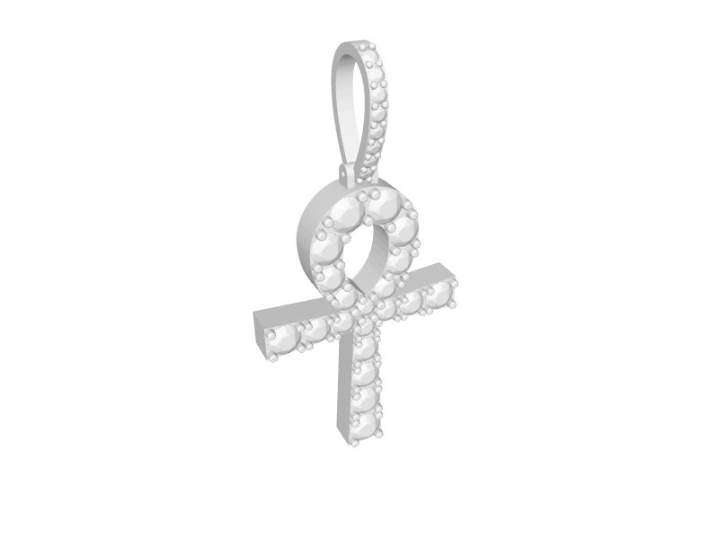 Elegant Ankh Cross Pendant with Diamonds V012