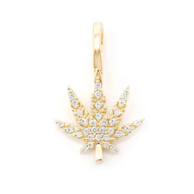 Mini Cannabis Leaf Pendant With Diamonds