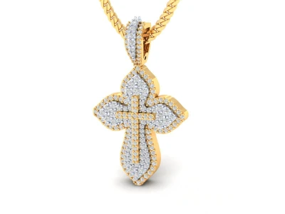 Fleur De Lis Diamond Cross Pendant