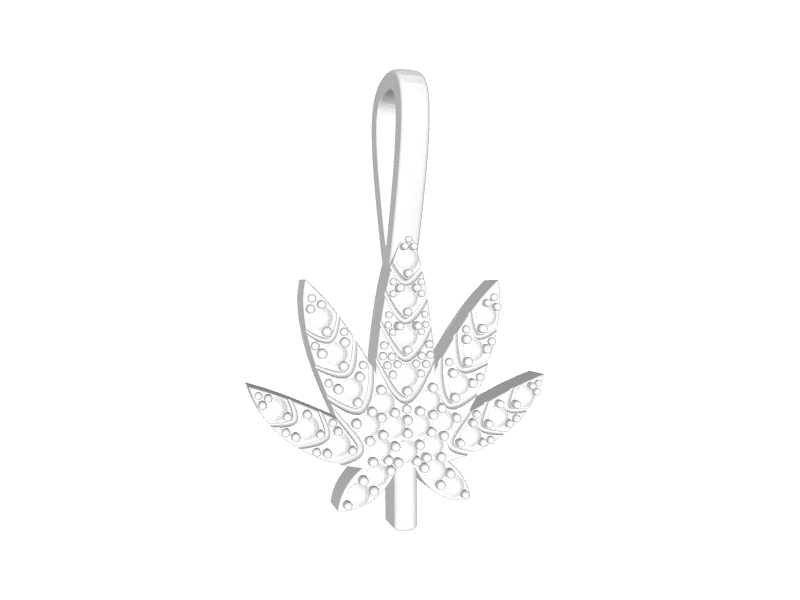 Mini Cannabis Leaf Pendant With Diamonds