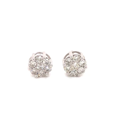 2.87 TCW Diamond Cluster Earrings