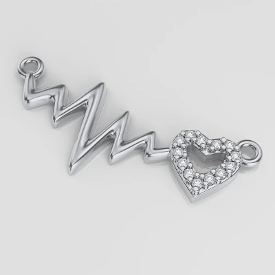 Mini Heartbeat Pendant With Diamonds