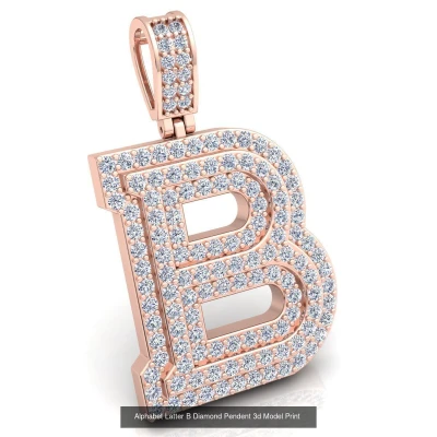 Small 2 Layer Block Letter B Pendant