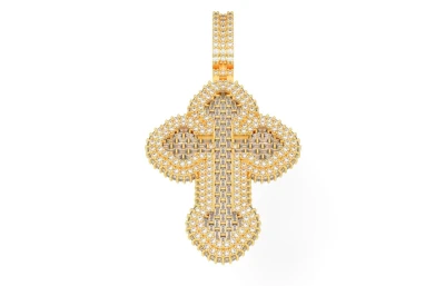 Cross With Baguettes Pendant with Clove Tips