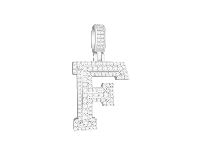 Small 2 Layer Block Letter F Pendant