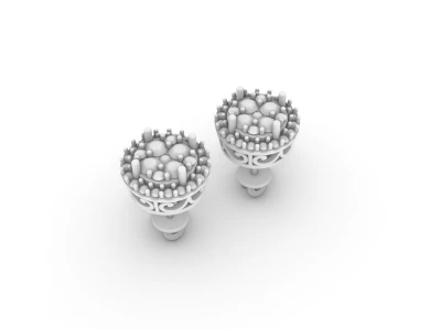 0.77 TCW Round Diamond Cluster Stud Earrings