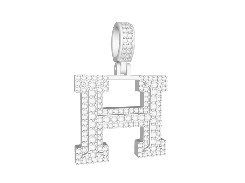 Small 2 Layer Block Letter H Pendant