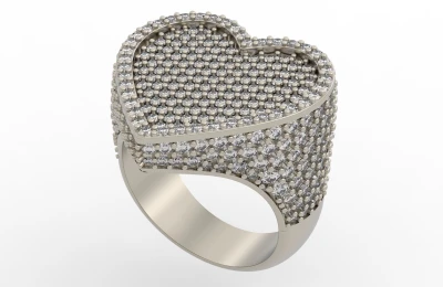 Full Pavé Heart-Shaped Diamond Ring