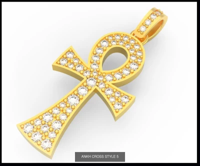 Elegant Ankh Cross Pendant with Diamonds V005