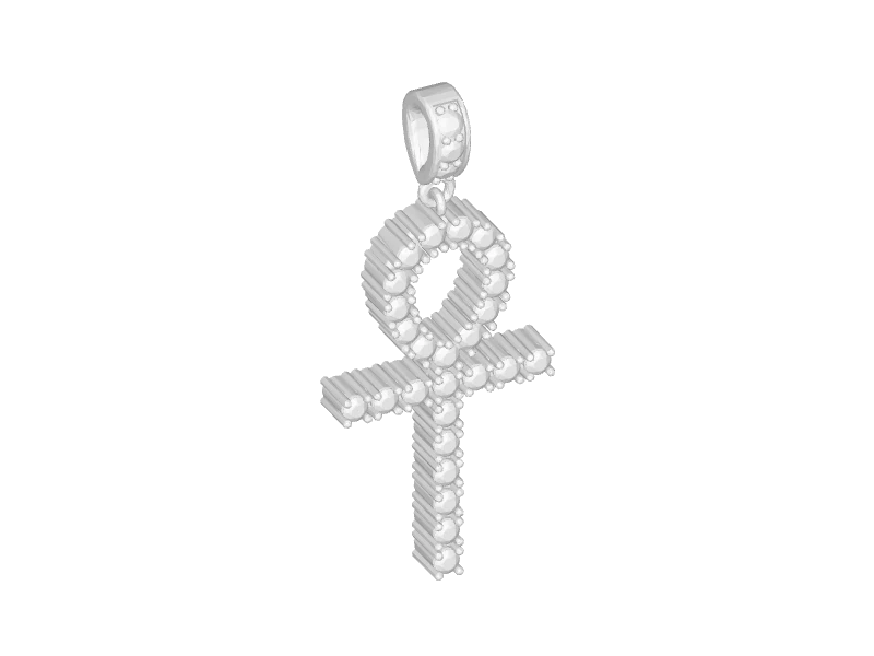 Elegant Ankh Cross Pendant with Diamonds V004