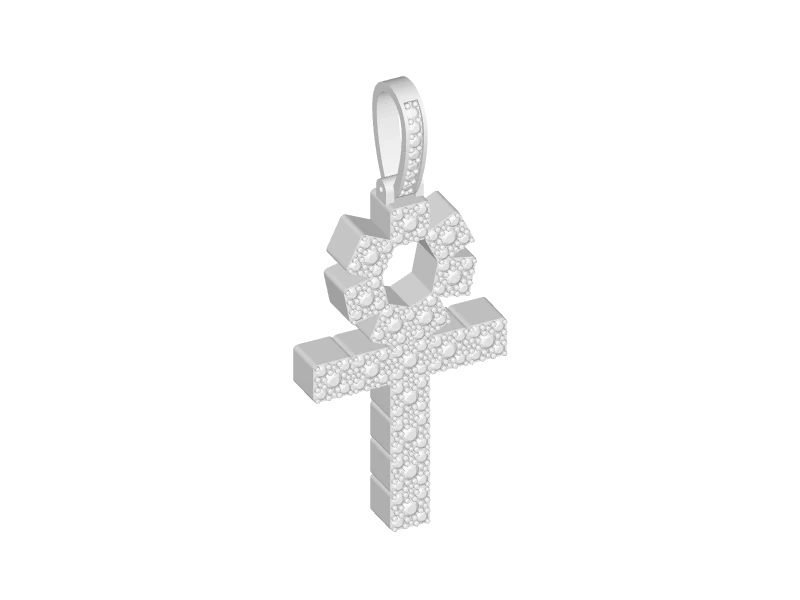 Elegant Ankh Cross Pendant with Diamonds V002