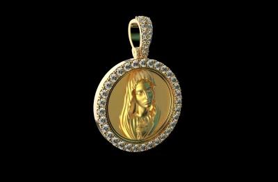 Virgin Mary With Diamonds Pendant