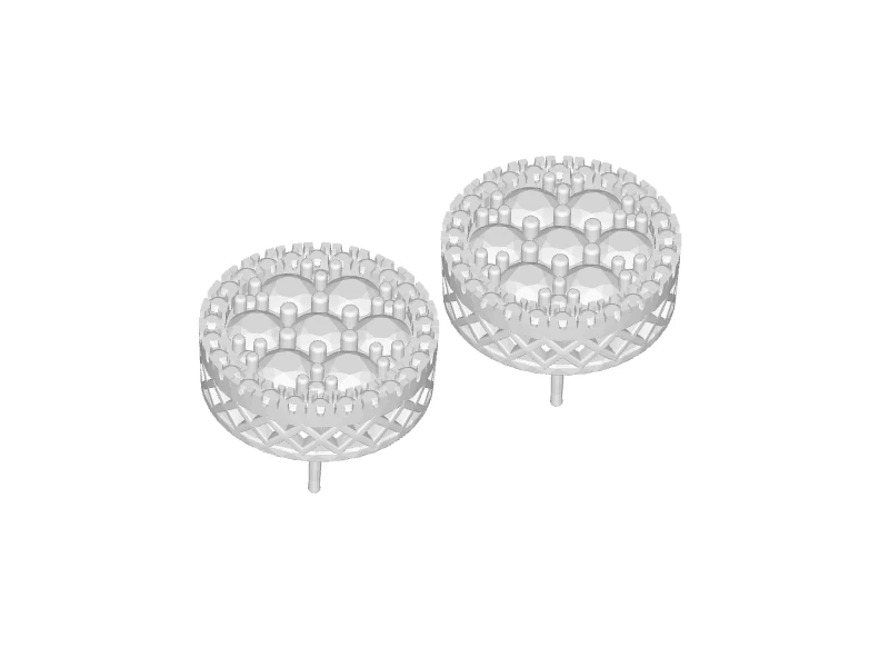 2.55 TCW Diamond Cluster Lattice Stud Earrings