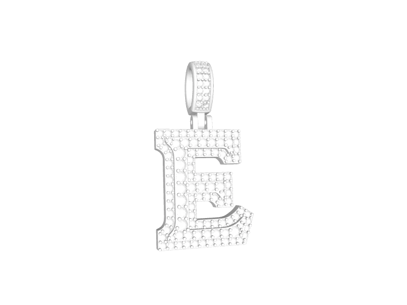 Small 2 Layer Block Letter E Pendant