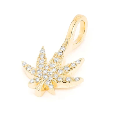 Mini Cannabis Leaf Pendant With Diamonds