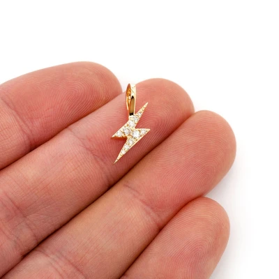 Mini Lightning Bolt Pendant With Diamonds