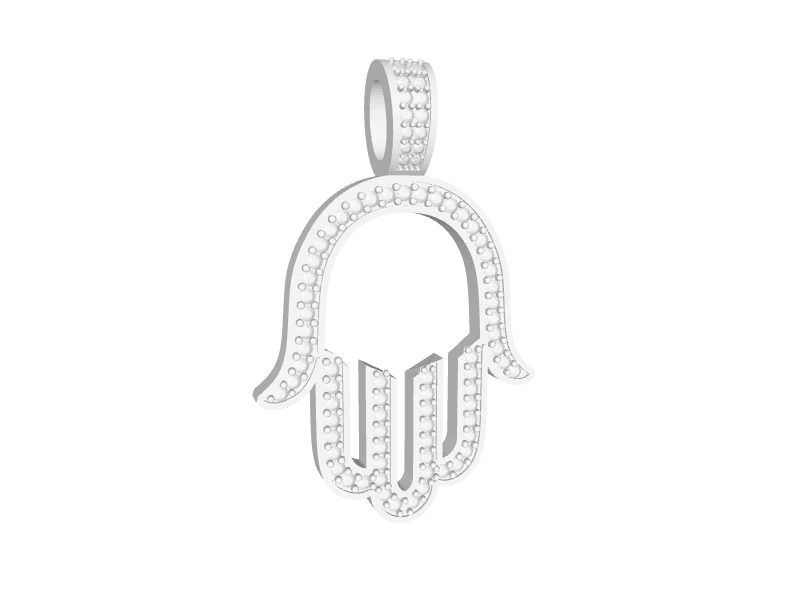 Mini Open Face Hamsa Pendant With Diamonds