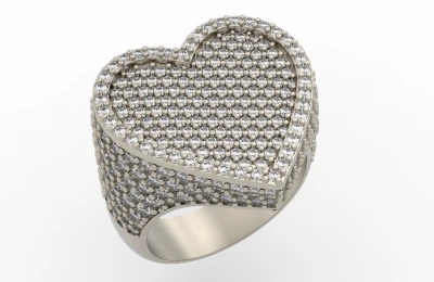 Full Pavé Heart-Shaped Diamond Ring