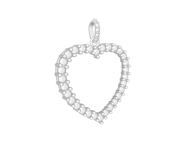 Small Open Face Diamond Border Heart Pendant