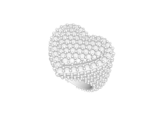 Two Tone Bubble Diamond Heart Ring