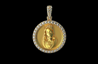 Virgin Mary With Diamonds Pendant