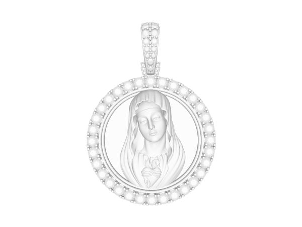 30mm (1.18 inches) Round Virgin Mary Pendant