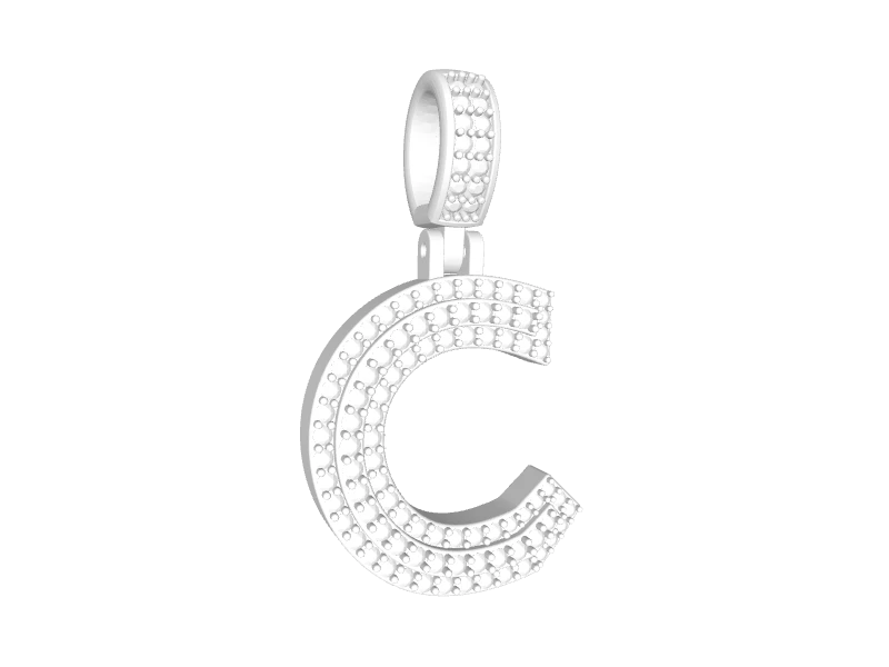 Small 2 Layer Block Letter C Pendant