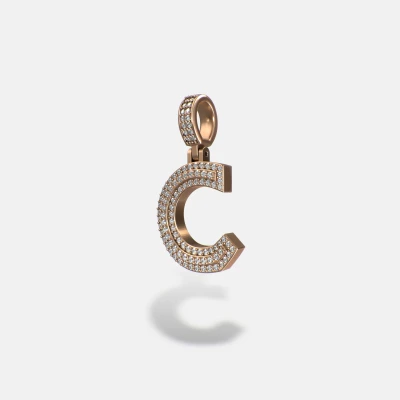 Small 2 Layer Block Letter C Pendant