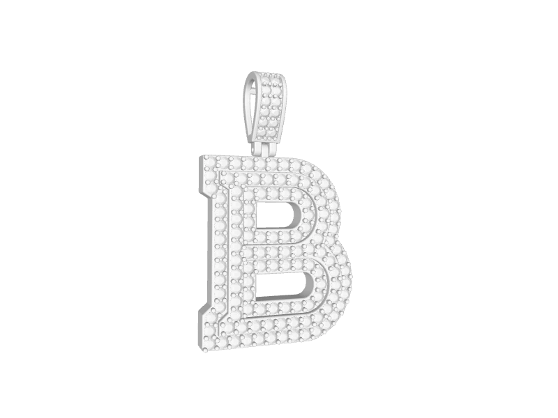 Small 2 Layer Block Letter B Pendant