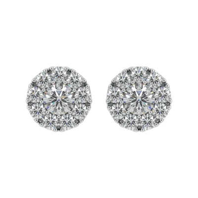 0.81 TCW Round Diamond Cluster Stud Earrings