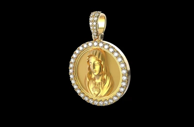 Virgin Mary With Diamonds Pendant