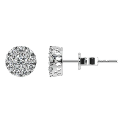 0.81 TCW Round Diamond Cluster Stud Earrings