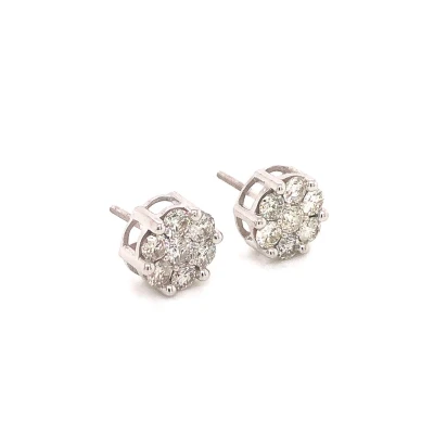 2.87 TCW Diamond Cluster Earrings