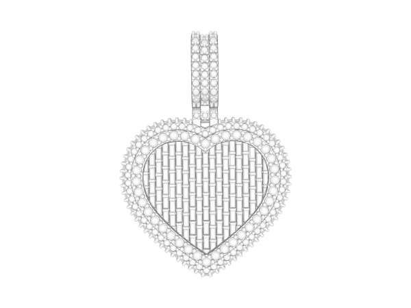 26 MM (1.02 inches) Baguette Heart Pendant