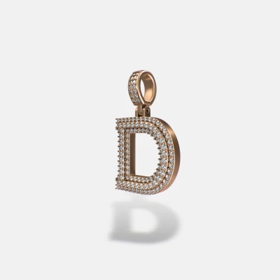 Small 2 Layer Block Letter D Pendant