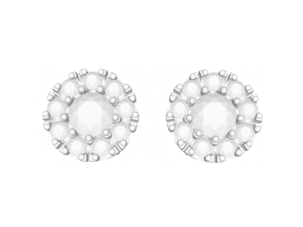 0.81 TCW Round Diamond Cluster Stud Earrings