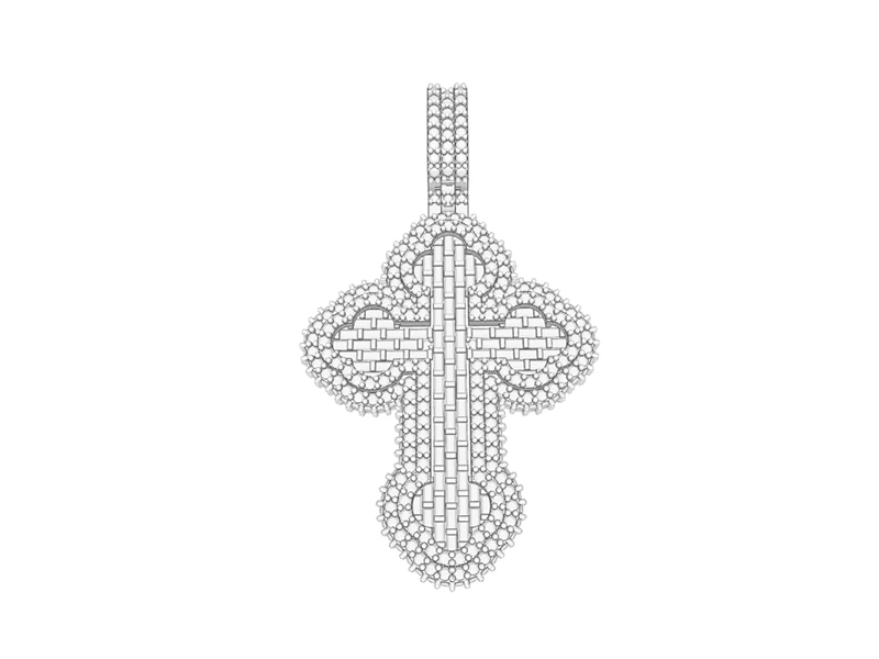 Cross With Baguettes Pendant with Clove Tips