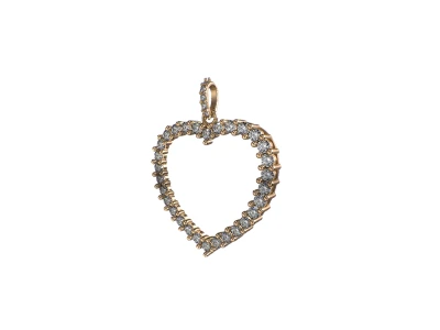 Small Open Face Diamond Border Heart Pendant