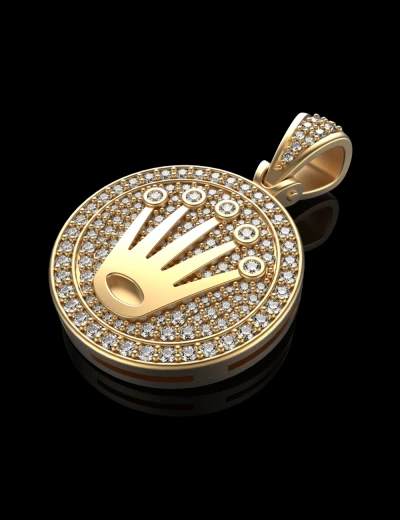 Rolex Crown Flooded Diamond Pendant