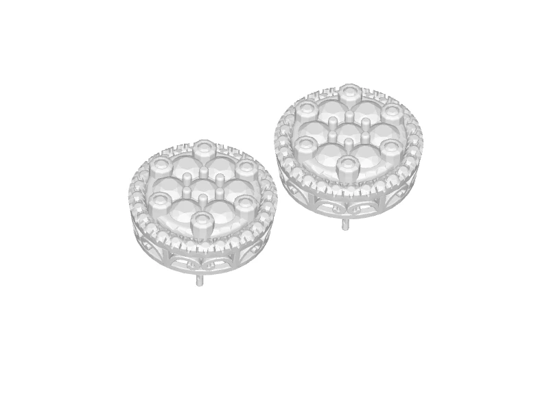 2.48 TCW Diamond Halo Scroll Design Stud Earrings