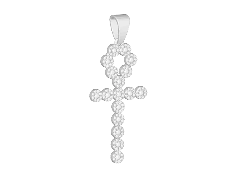 Elegant Ankh Cross Pendant with Diamonds V001