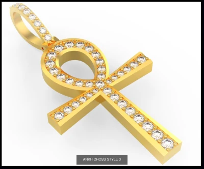 Elegant Ankh Cross Pendant with Diamonds V003